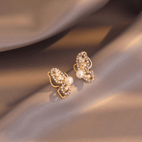 Thumbnail for Chic CZ Inlaid Butterfly Pearl Earrings - ArtGalleryZen