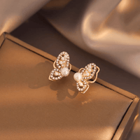 Thumbnail for Chic CZ Inlaid Butterfly Pearl Earrings - ArtGalleryZen