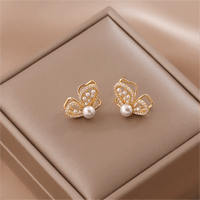 Thumbnail for Chic CZ Inlaid Butterfly Pearl Earrings - ArtGalleryZen