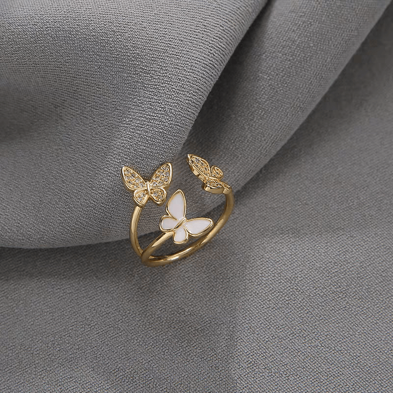 Chic CZ Inlaid Butterfly Ring - ArtGalleryZen