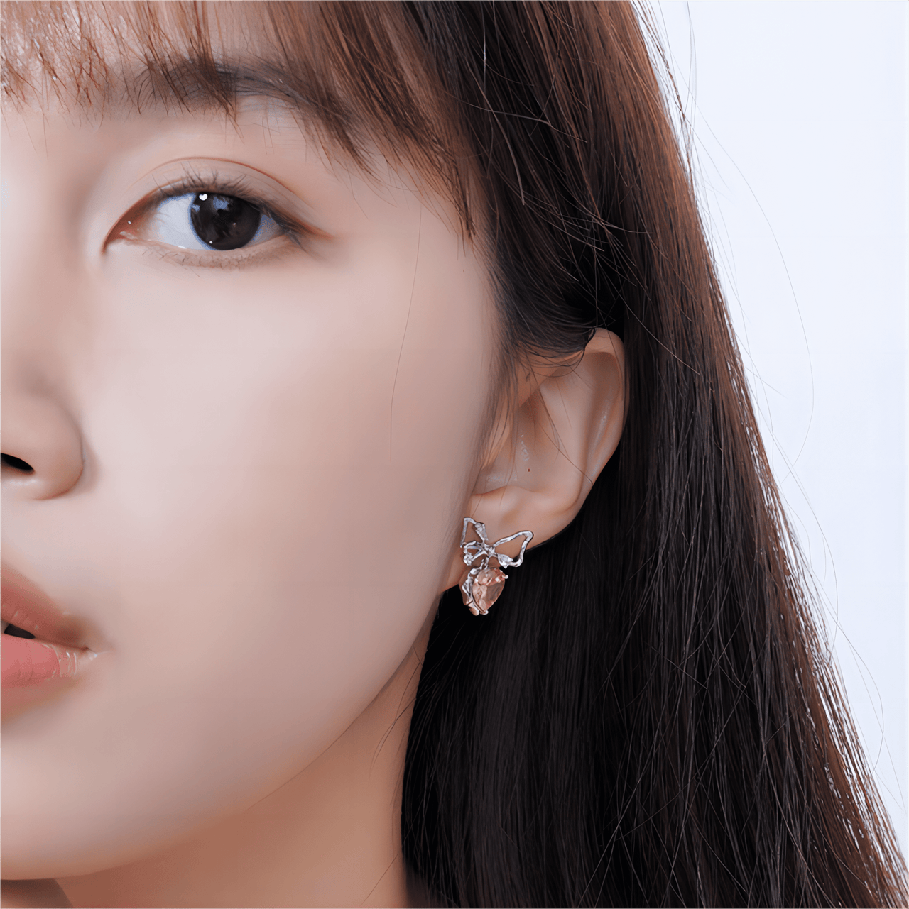 Chic CZ Inlaid Crystal Bowknot Heart Dangle Earrings - ArtGalleryZen