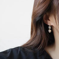 Thumbnail for Chic CZ Inlaid Crystal Floral Heart Dangle Earrings - ArtGalleryZen