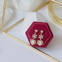 Thumbnail for Chic CZ Inlaid Crystal Floral Heart Dangle Earrings - ArtGalleryZen