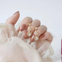 Thumbnail for Chic CZ Inlaid Crystal Floral Heart Dangle Earrings - ArtGalleryZen