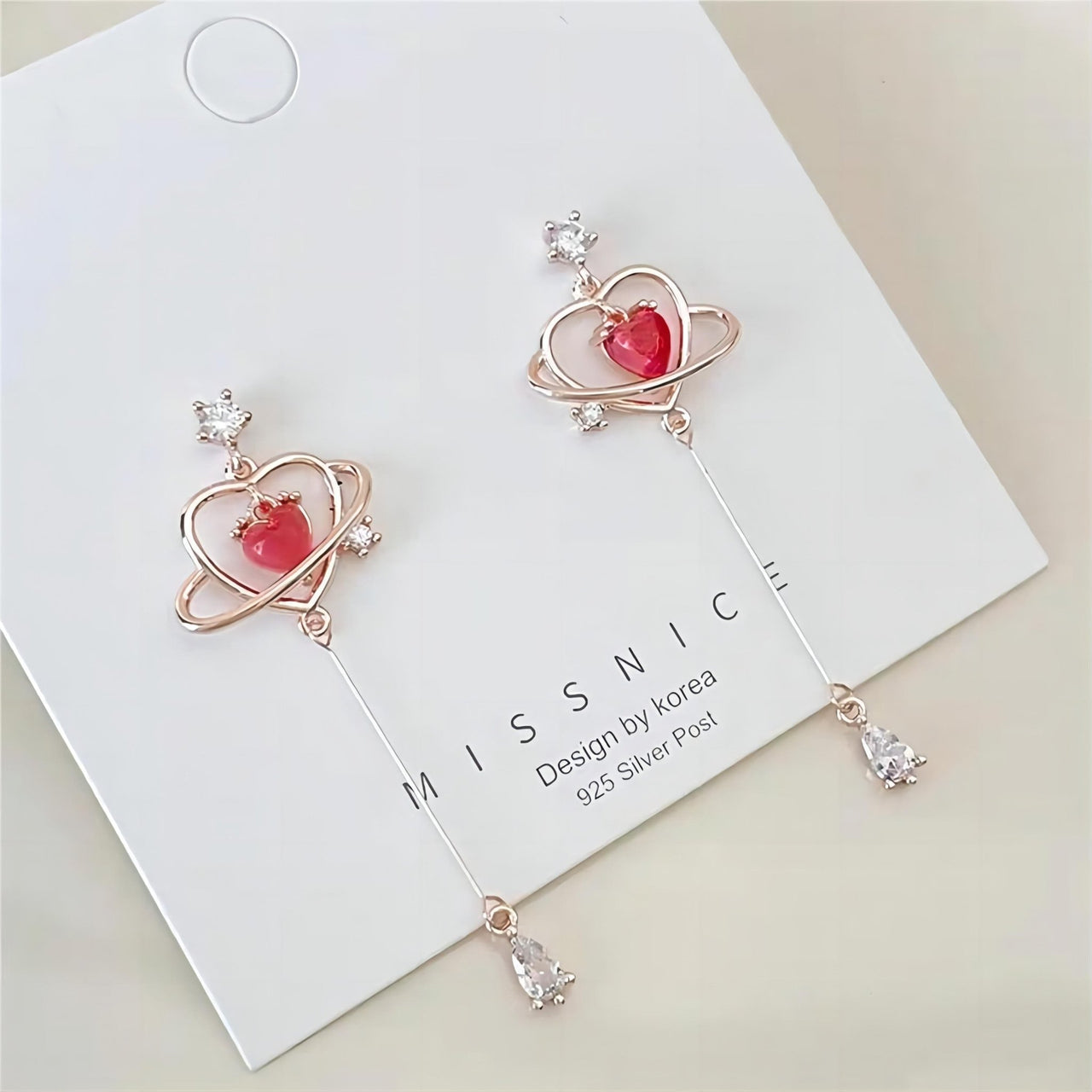 Chic CZ Inlaid Crystal Heart Dangle Earrings - ArtGalleryZen