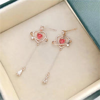 Thumbnail for Chic CZ Inlaid Crystal Heart Dangle Earrings - ArtGalleryZen
