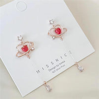 Thumbnail for Chic CZ Inlaid Crystal Heart Dangle Earrings - ArtGalleryZen