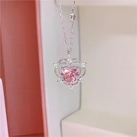 Thumbnail for Chic CZ Inlaid Crystal Heart Necklace - ArtGalleryZen
