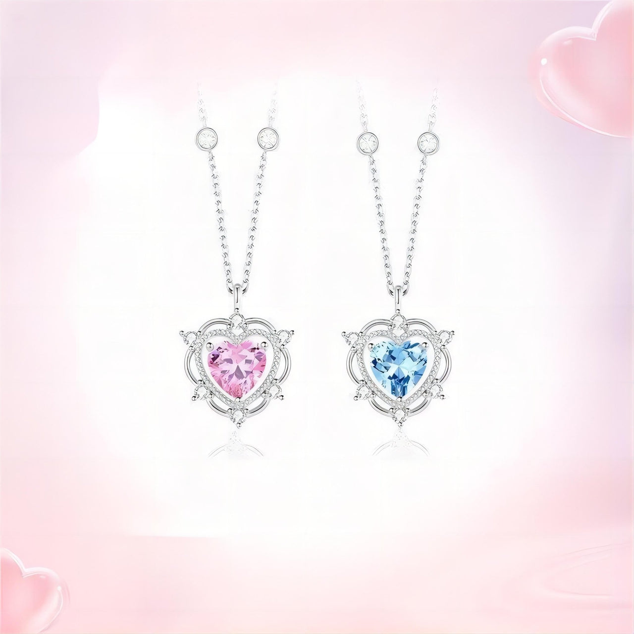 Chic CZ Inlaid Crystal Heart Necklace - ArtGalleryZen