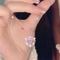 Thumbnail for Chic CZ Inlaid Crystal Heart Necklace - ArtGalleryZen