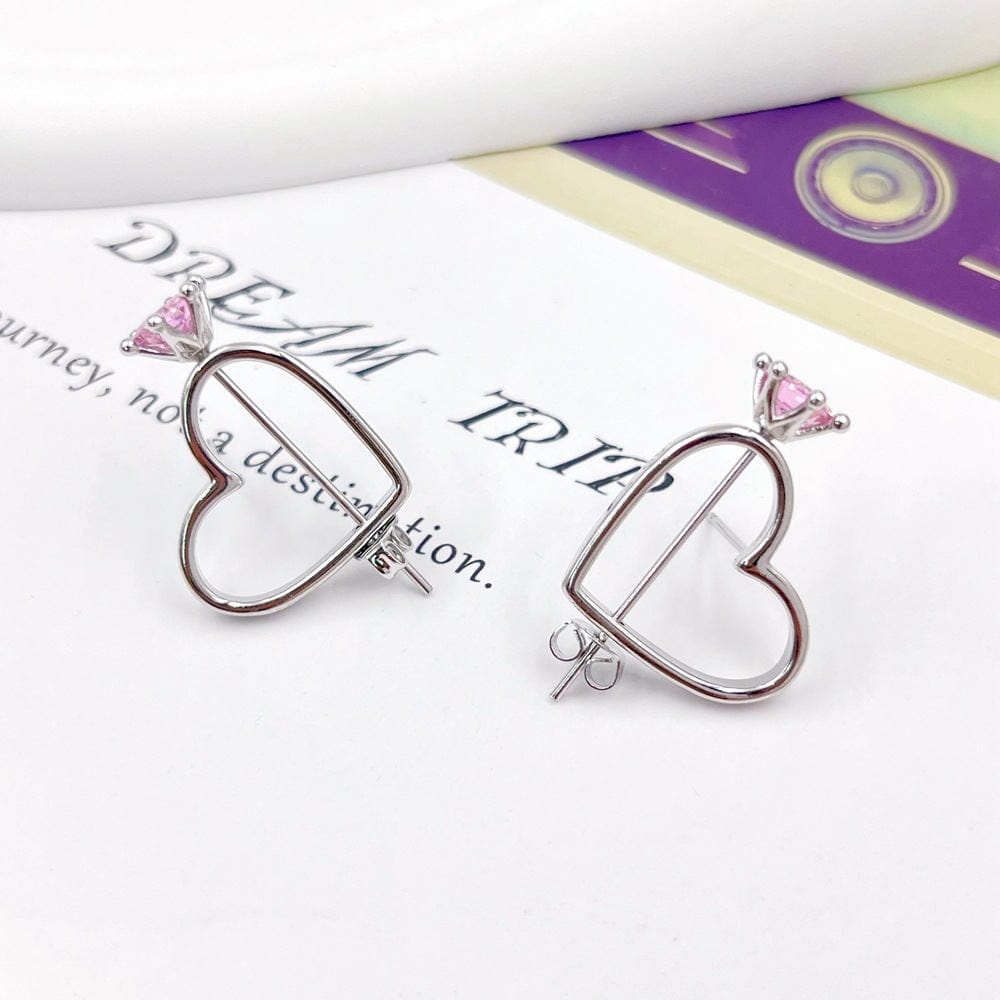 Chic CZ Inlaid Cupid Arrow Heart Earrings - ArtGalleryZen