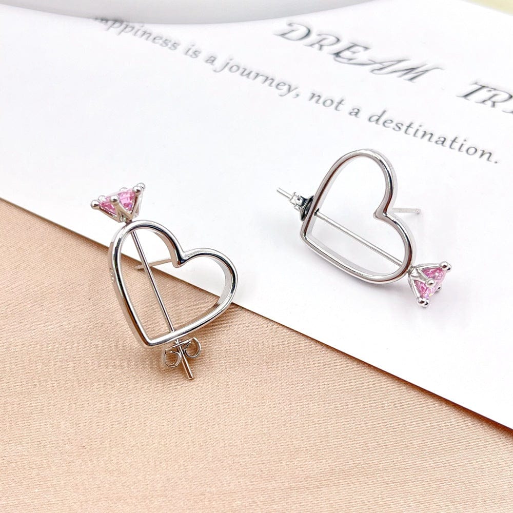 Chic CZ Inlaid Cupid Arrow Heart Earrings - ArtGalleryZen