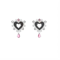 Thumbnail for Chic CZ Inlaid Dangle Heart Pearl Earrings - ArtGalleryZen