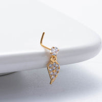 Thumbnail for Chic CZ Inlaid Dangling Crown Floral Stainless Steel Nose Piercing Nose Stud - ArtGalleryZen