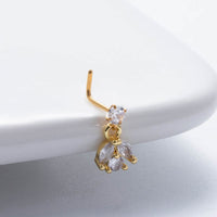 Thumbnail for Chic CZ Inlaid Dangling Crown Floral Stainless Steel Nose Piercing Nose Stud - ArtGalleryZen