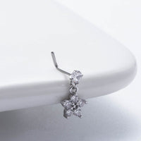 Thumbnail for Chic CZ Inlaid Dangling Crown Floral Stainless Steel Nose Piercing Nose Stud - ArtGalleryZen