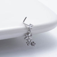 Thumbnail for Chic CZ Inlaid Dangling Crown Floral Stainless Steel Nose Piercing Nose Stud - ArtGalleryZen