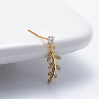 Thumbnail for Chic CZ Inlaid Dangling Crown Floral Stainless Steel Nose Piercing Nose Stud - ArtGalleryZen