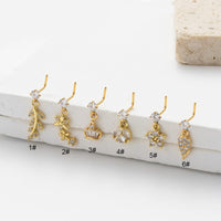 Thumbnail for Chic CZ Inlaid Dangling Crown Floral Stainless Steel Nose Piercing Nose Stud - ArtGalleryZen