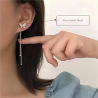 Thumbnail for Chic CZ Inlaid Detachable Butterfly Tassel Earrings - ArtGalleryZen
