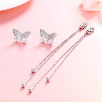 Thumbnail for Chic CZ Inlaid Detachable Butterfly Tassel Earrings - ArtGalleryZen