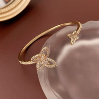 Thumbnail for Chic CZ Inlaid Duo Butterfly Bangle Bracelet - ArtGalleryZen