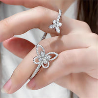 Thumbnail for Chic CZ Inlaid Duo Butterfly Bangle Bracelet - ArtGalleryZen