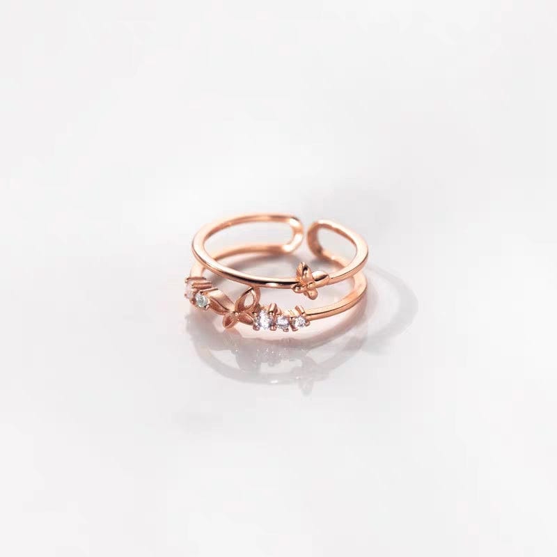 Chic CZ Inlaid Duo Butterfly Ring - ArtGalleryZen