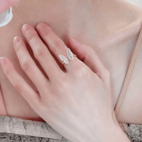 Thumbnail for Chic CZ Inlaid Enamel Butterfly Fritillaria Open Ring - ArtGalleryZen