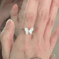 Thumbnail for Chic CZ Inlaid Enamel Butterfly Fritillaria Open Ring