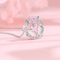 Thumbnail for Chic CZ Inlaid Enamel Butterfly Heart Ring Necklace - ArtGalleryZen