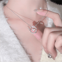 Thumbnail for Chic CZ Inlaid Enamel Butterfly Heart Ring Necklace - ArtGalleryZen