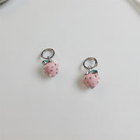 Thumbnail for Chic CZ Inlaid Enamel Pink Strawberry Huggie Hoop Earrings - ArtGalleryZen