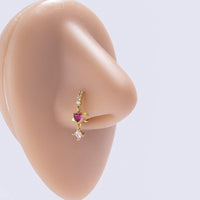 Thumbnail for Chic CZ Inlaid Floral Arrow Heart Moon Star Dangling Nose Piercing Hoop - ArtGalleryZen