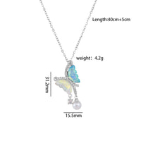 Thumbnail for Chic CZ Inlaid Gradient Butterfly Pearl Pendant Cable Chain Necklace