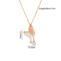 Thumbnail for Chic CZ Inlaid Gradient Butterfly Pearl Pendant Cable Chain Necklace