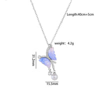 Thumbnail for Chic CZ Inlaid Gradient Butterfly Pearl Pendant Cable Chain Necklace