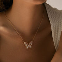 Thumbnail for Chic CZ Inlaid Hollowed-out Butterfly Necklace - ArtGalleryZen