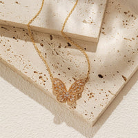 Thumbnail for Chic CZ Inlaid Hollowed-out Butterfly Necklace - ArtGalleryZen