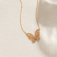 Thumbnail for Chic CZ Inlaid Hollowed-out Butterfly Necklace - ArtGalleryZen