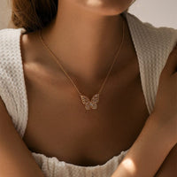 Thumbnail for Chic CZ Inlaid Hollowed-out Butterfly Necklace - ArtGalleryZen