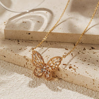 Thumbnail for Chic CZ Inlaid Hollowed-out Butterfly Necklace - ArtGalleryZen