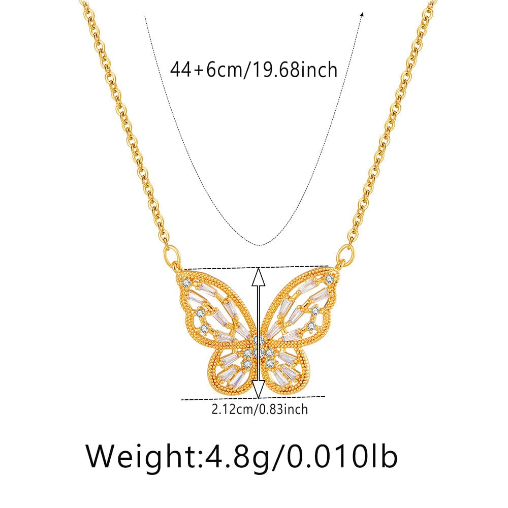 Chic CZ Inlaid Hollowed-out Butterfly Necklace - ArtGalleryZen