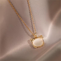 Thumbnail for Chic CZ Inlaid Labradorite Kitty Pendant Necklace - ArtGalleryZen