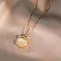 Thumbnail for Chic CZ Inlaid Labradorite Kitty Pendant Necklace - ArtGalleryZen