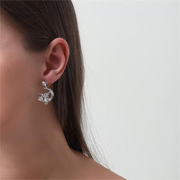 Thumbnail for Chic CZ Inlaid Moon Star Angel Dangle Earrings - ArtGalleryZen