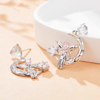 Thumbnail for Chic CZ Inlaid Moon Star Angel Dangle Earrings - ArtGalleryZen