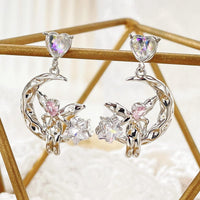 Thumbnail for Chic CZ Inlaid Moon Star Angel Dangle Earrings - ArtGalleryZen