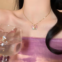 Thumbnail for Chic CZ Inlaid Murano Butterfly Necklace - ArtGalleryZen