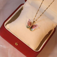 Thumbnail for Chic CZ Inlaid Murano Butterfly Necklace - ArtGalleryZen